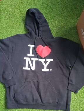 I Love NY Black Hoodie with Red Heart
